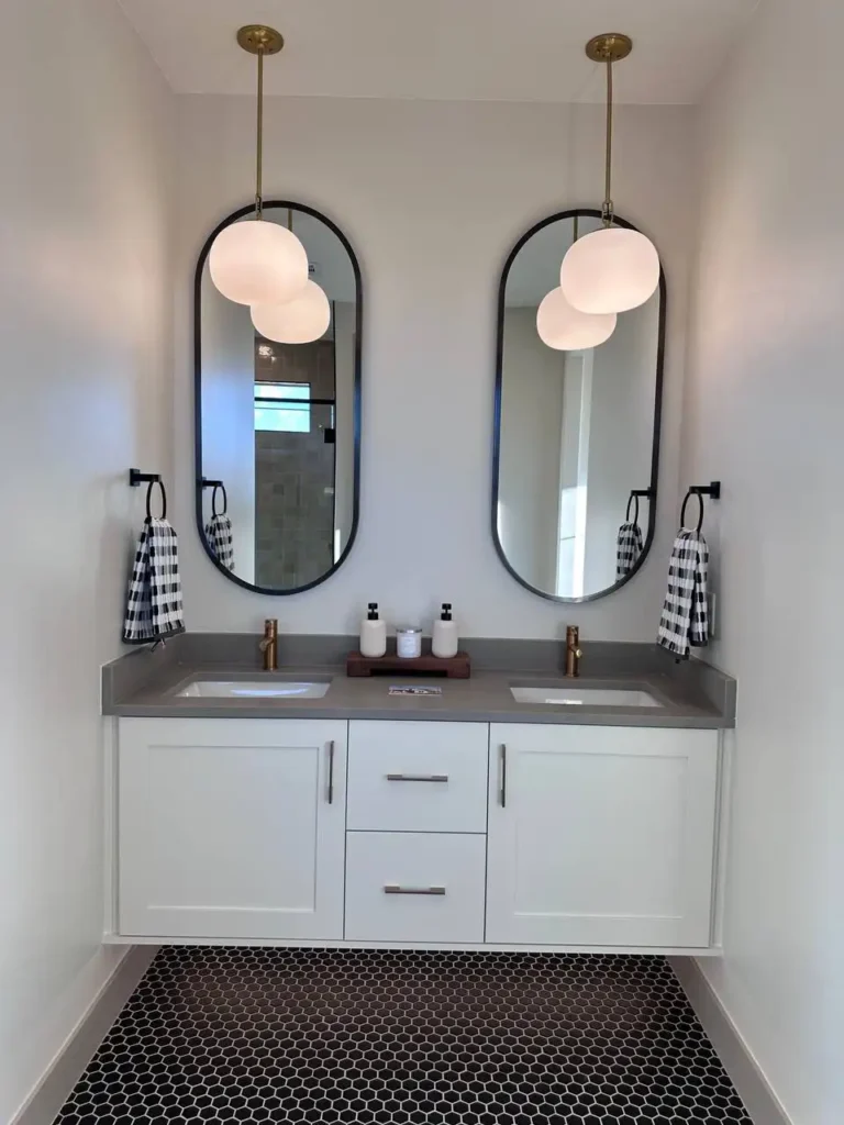 His and Her Bathroom sink with Shaker Cabinets and Drawers in Kanab