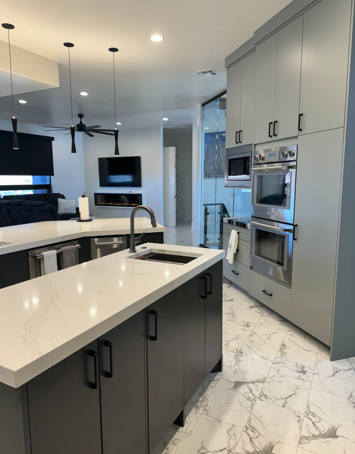 Modern Kitchen Multi Colored Custom Cabinets
