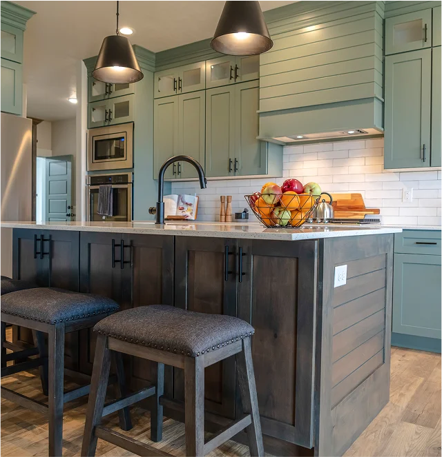 Modern White Cabinets with Black Pulls and a Hidden under the sink Cabinets